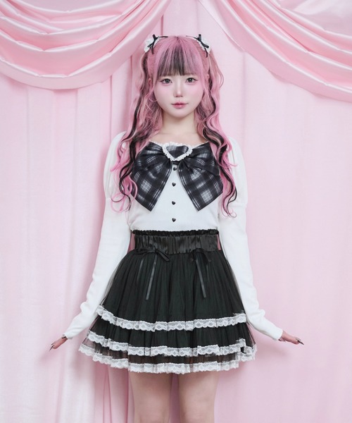 Magia Charm(マギアチャーム)の「リボンパフスリーブカットソー(Tシャツ/カットソー・レディース・ホワイト/ブラック・F)」の12枚目の写真
