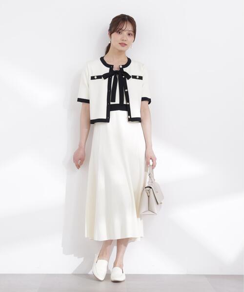 PROPORTION BODY DRESSING(プロポーションボディドレッシング)の「リボンタイバイカラーニットワンピース / 1216140306(ワンピース・レディース・ネイビー/ベージュ/ホワイト系その他・MEDIUM/P/S/SMALL)」の2枚目の写真