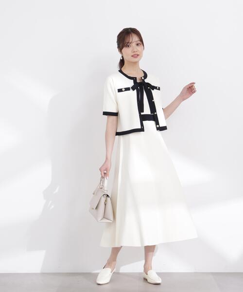 PROPORTION BODY DRESSING(プロポーションボディドレッシング)の「リボンタイバイカラーニットワンピース / 1216140306(ワンピース・レディース・ネイビー/ベージュ/ホワイト系その他・MEDIUM/P/S/SMALL)」の5枚目の写真