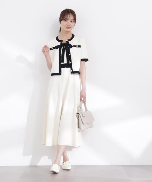 PROPORTION BODY DRESSING(プロポーションボディドレッシング)の「リボンタイバイカラーニットワンピース / 1216140306(ワンピース・レディース・ネイビー/ベージュ/ホワイト系その他・MEDIUM/P/S/SMALL)」の6枚目の写真