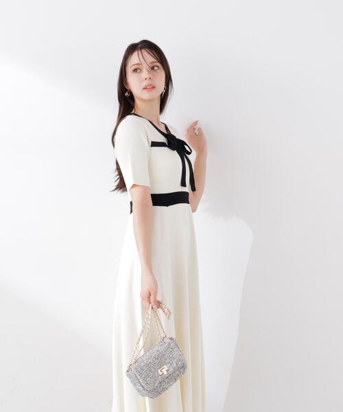 PROPORTION BODY DRESSING(プロポーションボディドレッシング)の「リボンタイバイカラーニットワンピース / 1216140306(ワンピース・レディース・ネイビー/ベージュ/ホワイト系その他・MEDIUM/P/S/SMALL)」の10枚目の写真