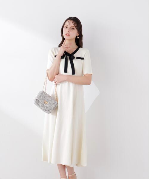 PROPORTION BODY DRESSING(プロポーションボディドレッシング)の「リボンタイバイカラーニットワンピース / 1216140306(ワンピース・レディース・ネイビー/ベージュ/ホワイト系その他・MEDIUM/P/S/SMALL)」の13枚目の写真