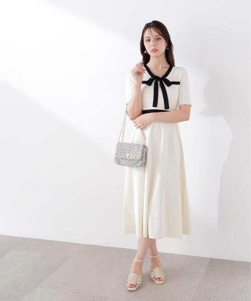 PROPORTION BODY DRESSING(プロポーションボディドレッシング)の「リボンタイバイカラーニットワンピース / 1216140306(ワンピース・レディース・ネイビー/ベージュ/ホワイト系その他・MEDIUM/P/S/SMALL)」の14枚目の写真