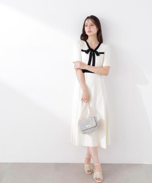PROPORTION BODY DRESSING(プロポーションボディドレッシング)の「リボンタイバイカラーニットワンピース / 1216140306(ワンピース・レディース・ネイビー/ベージュ/ホワイト系その他・MEDIUM/P/S/SMALL)」の15枚目の写真