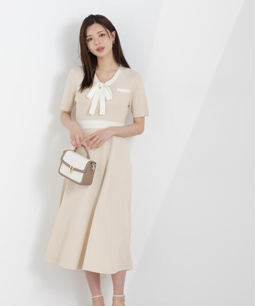 PROPORTION BODY DRESSING(プロポーションボディドレッシング)の「リボンタイバイカラーニットワンピース / 1216140306(ワンピース・レディース・ネイビー/ベージュ/ホワイト系その他・MEDIUM/P/S/SMALL)」の18枚目の写真
