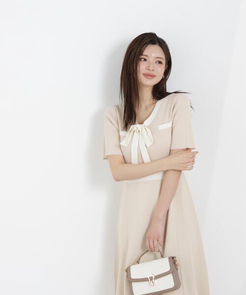 PROPORTION BODY DRESSING(プロポーションボディドレッシング)の「リボンタイバイカラーニットワンピース / 1216140306(ワンピース・レディース・ネイビー/ベージュ/ホワイト系その他・MEDIUM/P/S/SMALL)」の19枚目の写真