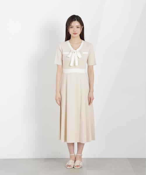 PROPORTION BODY DRESSING(プロポーションボディドレッシング)の「リボンタイバイカラーニットワンピース / 1216140306(ワンピース・レディース・ネイビー/ベージュ/ホワイト系その他・MEDIUM/P/S/SMALL)」の7枚目の写真