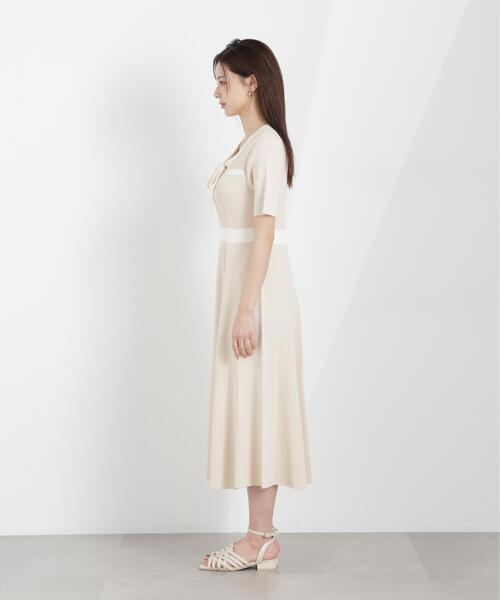 PROPORTION BODY DRESSING(プロポーションボディドレッシング)の「リボンタイバイカラーニットワンピース / 1216140306(ワンピース・レディース・ネイビー/ベージュ/ホワイト系その他・MEDIUM/P/S/SMALL)」の8枚目の写真