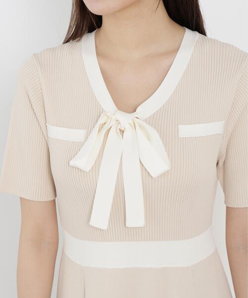 PROPORTION BODY DRESSING(プロポーションボディドレッシング)の「リボンタイバイカラーニットワンピース / 1216140306(ワンピース・レディース・ネイビー/ベージュ/ホワイト系その他・MEDIUM/P/S/SMALL)」の10枚目の写真