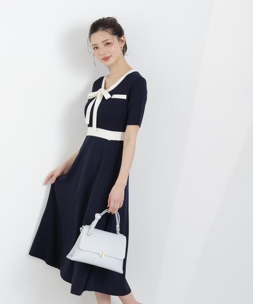PROPORTION BODY DRESSING(プロポーションボディドレッシング)の「リボンタイバイカラーニットワンピース / 1216140306(ワンピース・レディース・ネイビー/ベージュ/ホワイト系その他・MEDIUM/P/S/SMALL)」の16枚目の写真