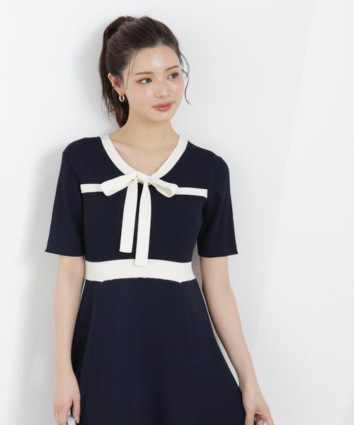 PROPORTION BODY DRESSING(プロポーションボディドレッシング)の「リボンタイバイカラーニットワンピース / 1216140306(ワンピース・レディース・ネイビー/ベージュ/ホワイト系その他・MEDIUM/P/S/SMALL)」の17枚目の写真