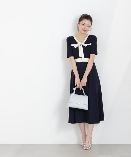 PROPORTION BODY DRESSING(プロポーションボディドレッシング)の「リボンタイバイカラーニットワンピース / 1216140306(ワンピース・レディース・ネイビー/ベージュ/ホワイト系その他・MEDIUM/P/S/SMALL)」の18枚目の写真
