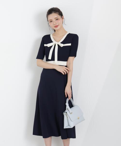 PROPORTION BODY DRESSING(プロポーションボディドレッシング)の「リボンタイバイカラーニットワンピース / 1216140306(ワンピース・レディース・ネイビー/ベージュ/ホワイト系その他・MEDIUM/P/S/SMALL)」の20枚目の写真