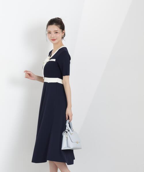 PROPORTION BODY DRESSING(プロポーションボディドレッシング)の「リボンタイバイカラーニットワンピース / 1216140306(ワンピース・レディース・ネイビー/ベージュ/ホワイト系その他・MEDIUM/P/S/SMALL)」の21枚目の写真