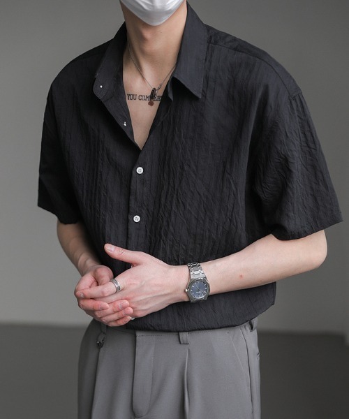 link lot（リンクロット）の「シアーストライプ半袖シャツ（シャツ/ブラウス・メンズ・ブルー/ブラック/ホワイト・L/M）」の15枚目の写真