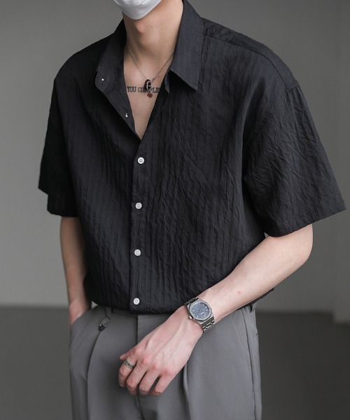 link lot（リンクロット）の「シアーストライプ半袖シャツ（シャツ/ブラウス・メンズ・ブルー/ブラック/ホワイト・L/M）」の16枚目の写真
