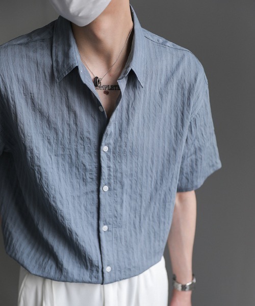 link lot（リンクロット）の「シアーストライプ半袖シャツ（シャツ/ブラウス・メンズ・ブルー/ブラック/ホワイト・L/M）」の10枚目の写真