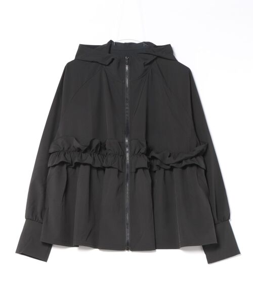 INTERPLANET（インタープラネット）の「【接触冷感・ＵＶ・速乾】フリルデザインパーカー（パーカー・レディース・アイボリー/ブラック・FREE）」の2枚目の写真