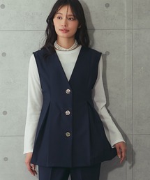 レディースのスーツベスト（ブルー・ネイビー/青色系）ファッション