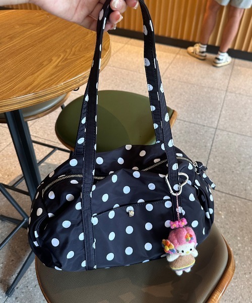 Teem Store（チームストア）の「【大容量】フロントポケットナイロンドット柄ボストンバッグ（ボストンバッグ・レディース・アイボリー/ブラック/グレー/カーキ・F）」の18枚目の写真