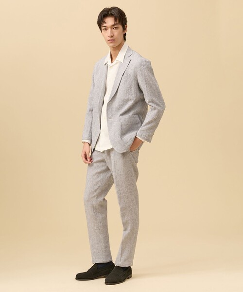 J.PRESS（ジェイプレス）の「【SHACKET】ストレッチリネンサッカー ジャケット（テーラードジャケット・メンズ・ネイビー系1/ネイビー系4/ブラウン系3・BM/BL/MEDIUM/LARGE）」の5枚目の写真