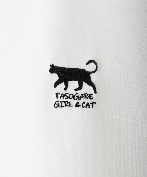 WESTSEA(ウエストシー)の「TASOGARE GIRL / 黄昏ガール ポンチ素材 バックプリント × ワンポイント刺繍 半袖T オーバーサイズ 接触冷感 猫 バラ(Tシャツ/カットソー・メンズ・ブラック/ライトグレー/ホワイト・L/M)」の6枚目の写真