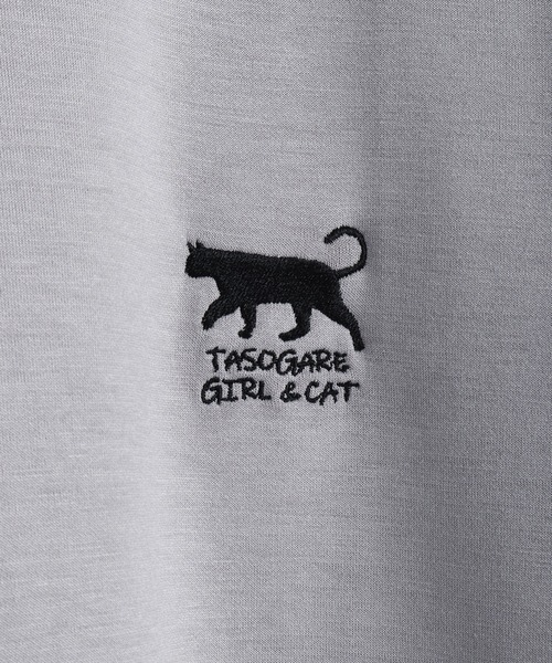 WESTSEA(ウエストシー)の「TASOGARE GIRL / 黄昏ガール ポンチ素材 バックプリント × ワンポイント刺繍 半袖T オーバーサイズ 接触冷感 猫 バラ(Tシャツ/カットソー・メンズ・ブラック/ライトグレー/ホワイト・L/M)」の14枚目の写真