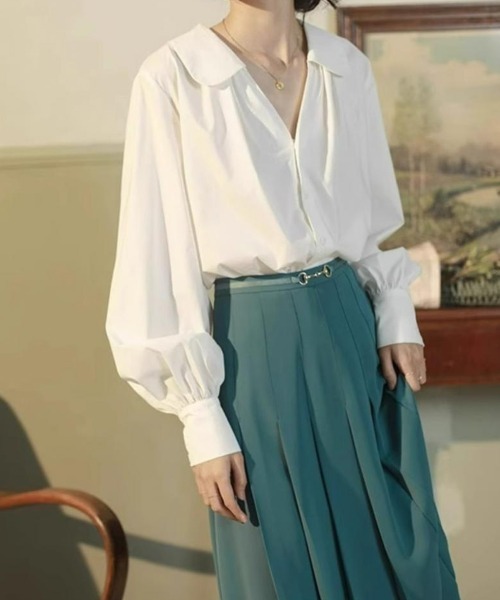 mielu(ミエル)の「スキッパー長袖ブラウス(シャツ/ブラウス・レディース・ホワイト・LARGE/MEDIUM)」の3枚目の写真