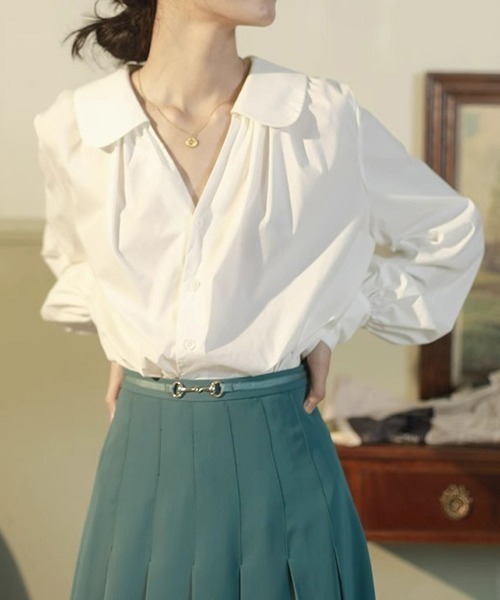 mielu(ミエル)の「スキッパー長袖ブラウス(シャツ/ブラウス・レディース・ホワイト・LARGE/MEDIUM)」の4枚目の写真