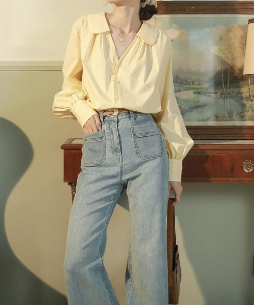 mielu(ミエル)の「スキッパー長袖ブラウス(シャツ/ブラウス・レディース・ホワイト・LARGE/MEDIUM)」の7枚目の写真