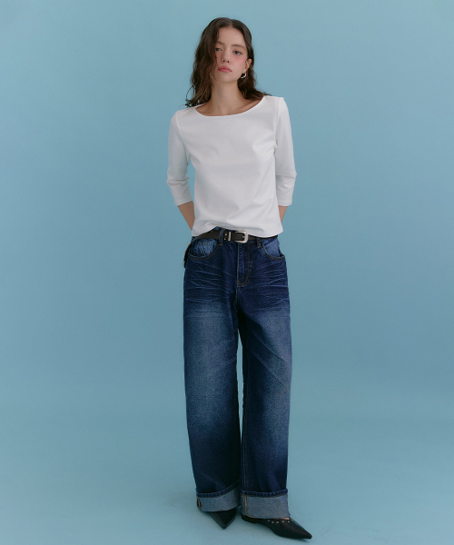 MICANE(ミケーネ)の「アベンヴィンテージロールアップデニムパンツ(デニムパンツ・レディース・ブラック/ダークネイビー・X-SMALL/SMALL/MEDIUM/LARGE/X-LARGE/XX-LARGE)」の14枚目の写真
