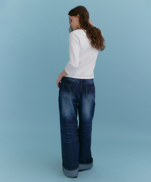 MICANE(ミケーネ)の「アベンヴィンテージロールアップデニムパンツ(デニムパンツ・レディース・ブラック/ダークネイビー・X-SMALL/SMALL/MEDIUM/LARGE/X-LARGE/XX-LARGE)」の13枚目の写真