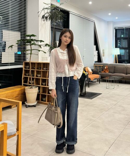 MICANE(ミケーネ)の「アベンヴィンテージロールアップデニムパンツ(デニムパンツ・レディース・ブラック/ダークネイビー・X-SMALL/SMALL/MEDIUM/LARGE/X-LARGE/XX-LARGE)」の4枚目の写真