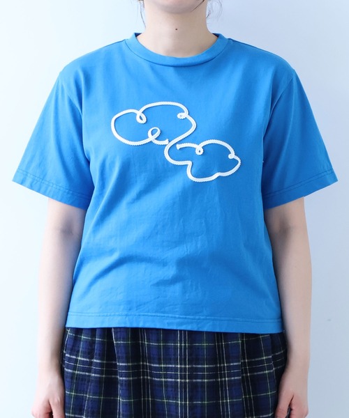 bulle de savon（ビュルデサボン）の「△mokumoku 刺繍 Ｔシャツ（Tシャツ/カットソー・レディース・ブルー/ホワイト・FREE）」の12枚目の写真