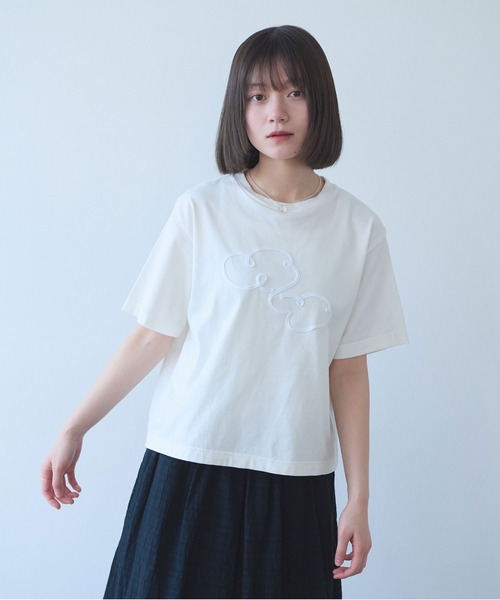 bulle de savon（ビュルデサボン）の「△mokumoku 刺繍 Ｔシャツ（Tシャツ/カットソー・レディース・ブルー/ホワイト・FREE）」の21枚目の写真