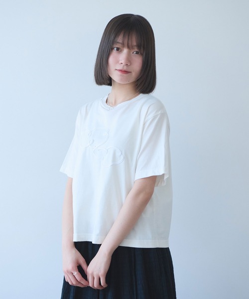 bulle de savon（ビュルデサボン）の「△mokumoku 刺繍 Ｔシャツ（Tシャツ/カットソー・レディース・ブルー/ホワイト・FREE）」の22枚目の写真