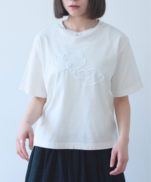 bulle de savon（ビュルデサボン）の「△mokumoku 刺繍 Ｔシャツ（Tシャツ/カットソー・レディース・ブルー/ホワイト・FREE）」の20枚目の写真