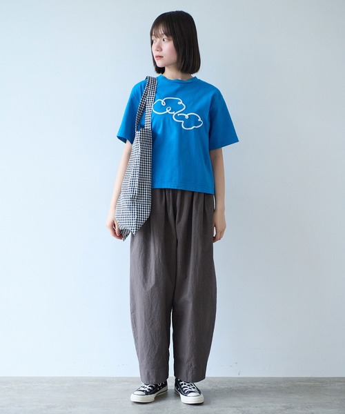 bulle de savon（ビュルデサボン）の「△mokumoku 刺繍 Ｔシャツ（Tシャツ/カットソー・レディース・ブルー/ホワイト・FREE）」の7枚目の写真
