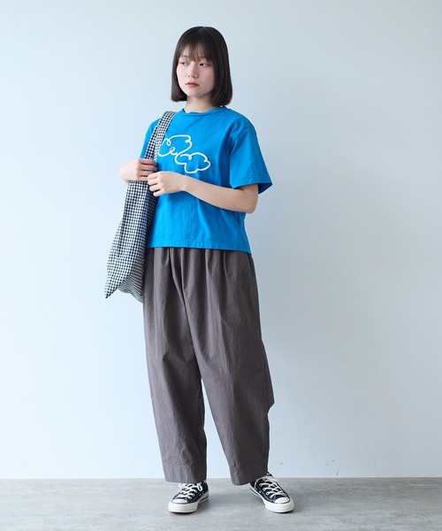 bulle de savon（ビュルデサボン）の「△mokumoku 刺繍 Ｔシャツ（Tシャツ/カットソー・レディース・ブルー/ホワイト・FREE）」の9枚目の写真