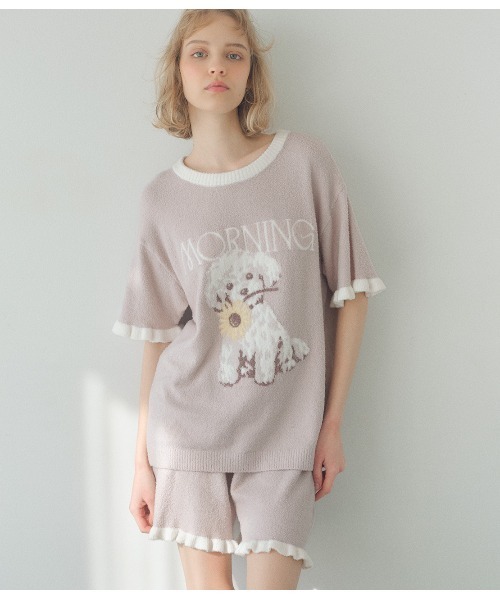 PEACH JOHN(ピーチジョン)の「ライトホイップリーPUPPYPOODLEパジャマ(ルームウェア/パジャマ・レディース・オフホワイト/グレー・ONE SIZE)」の2枚目の写真