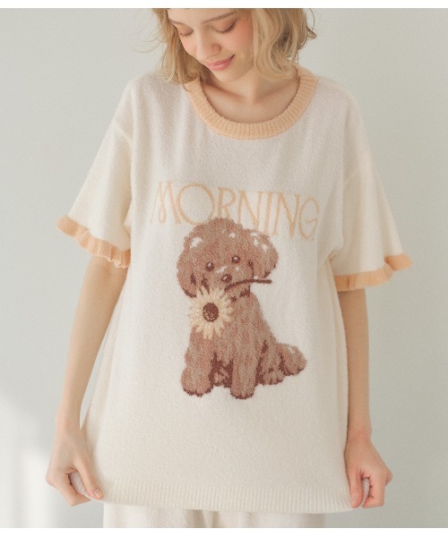PEACH JOHN(ピーチジョン)の「ライトホイップリーPUPPYPOODLEパジャマ(ルームウェア/パジャマ・レディース・オフホワイト/グレー・ONE SIZE)」の3枚目の写真