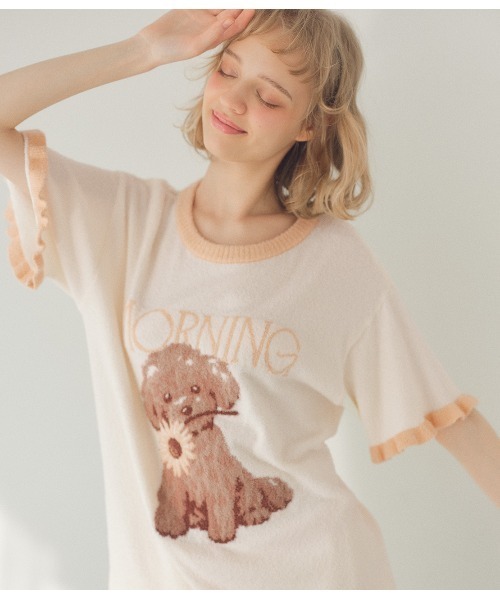 PEACH JOHN(ピーチジョン)の「ライトホイップリーPUPPYPOODLEパジャマ(ルームウェア/パジャマ・レディース・オフホワイト/グレー・ONE SIZE)」の4枚目の写真