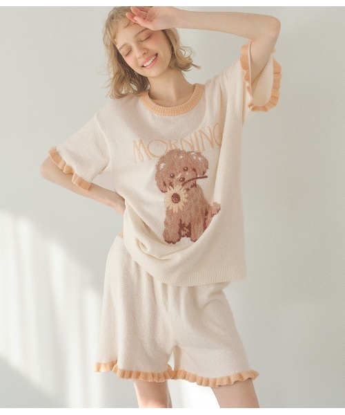 PEACH JOHN(ピーチジョン)の「ライトホイップリーPUPPYPOODLEパジャマ(ルームウェア/パジャマ・レディース・オフホワイト/グレー・ONE SIZE)」の5枚目の写真