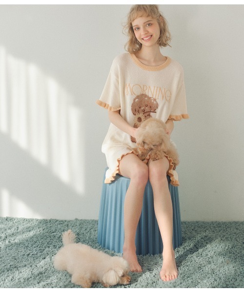 PEACH JOHN(ピーチジョン)の「ライトホイップリーPUPPYPOODLEパジャマ(ルームウェア/パジャマ・レディース・オフホワイト/グレー・ONE SIZE)」の6枚目の写真