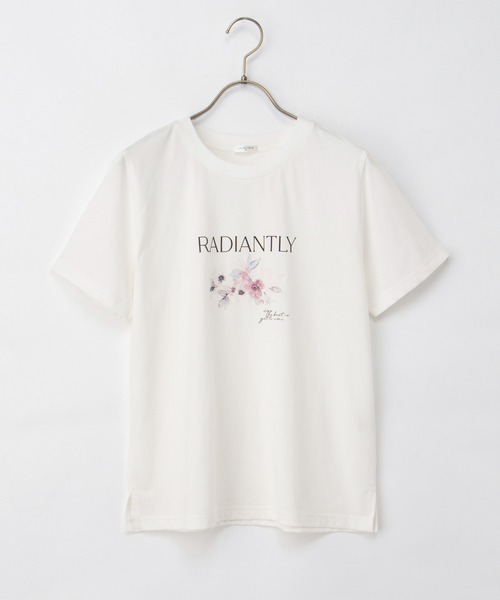 Honeys(ハニーズ)の「【ハニさら・接触冷感・UVカット】フラワープリントTシャツ(Tシャツ/カットソー・レディース・アイボリー/ネイビー/サックスブルー/ピンク・L/M/S/LL)」の14枚目の写真