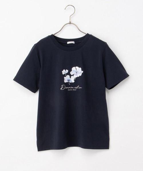Honeys(ハニーズ)の「【ハニさら・接触冷感・UVカット】フラワープリントTシャツ(Tシャツ/カットソー・レディース・アイボリー/ネイビー/サックスブルー/ピンク・L/M/S/LL)」の16枚目の写真