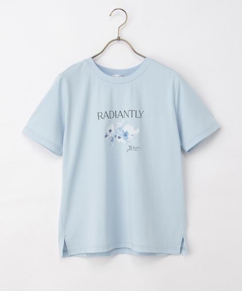 Honeys(ハニーズ)の「【ハニさら・接触冷感・UVカット】フラワープリントTシャツ(Tシャツ/カットソー・レディース・アイボリー/ネイビー/サックスブルー/ピンク・L/M/S/LL)」の20枚目の写真