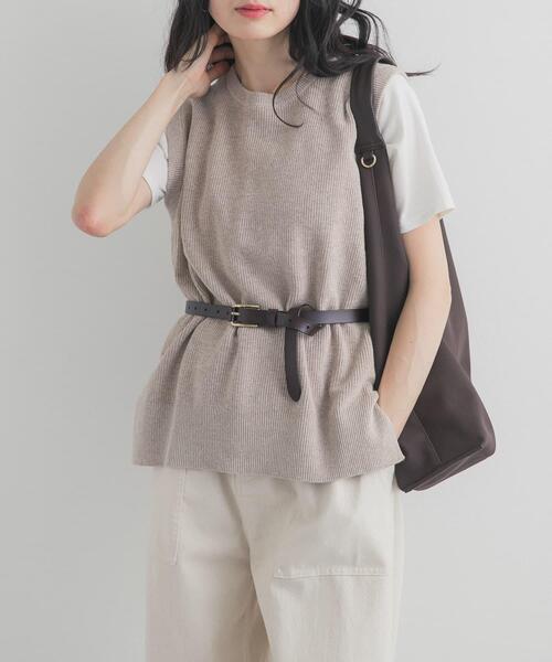 URBAN RESEARCH DOORS（アーバンリサーチドアーズ）の「リネンコットンKNITベスト（ベスト・レディース・ベージュ/ネイビー・FREE）」の3枚目の写真