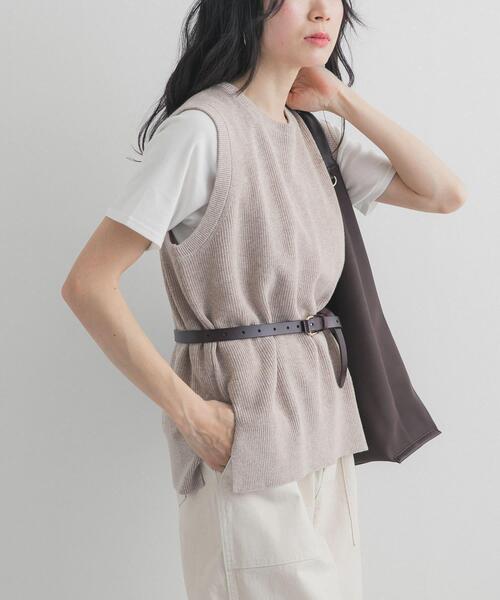 URBAN RESEARCH DOORS（アーバンリサーチドアーズ）の「リネンコットンKNITベスト（ベスト・レディース・ベージュ/ネイビー・FREE）」の4枚目の写真