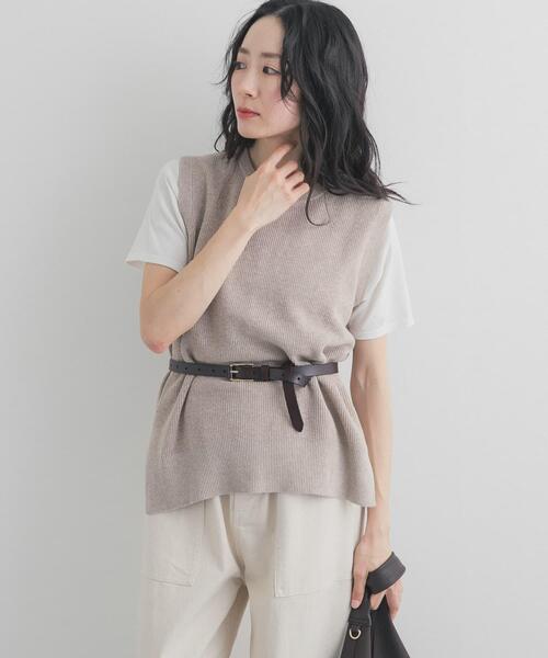 URBAN RESEARCH DOORS（アーバンリサーチドアーズ）の「リネンコットンKNITベスト（ベスト・レディース・ベージュ/ネイビー・FREE）」の6枚目の写真